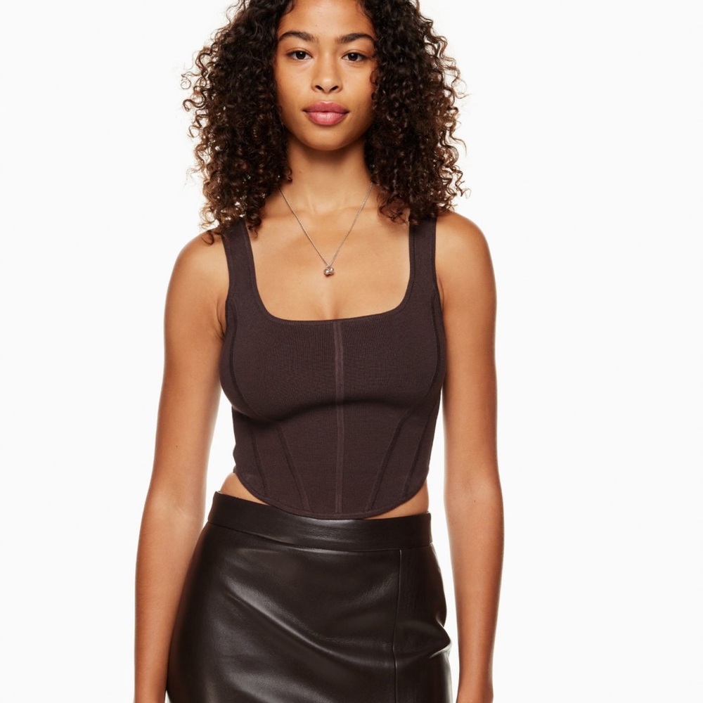 Aritzia Brown Scoop Neck Sweater